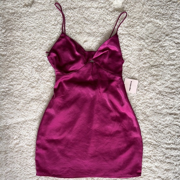 Superdown Satin Slip Dress in Vibrant Magenta - Picture 1 of 11